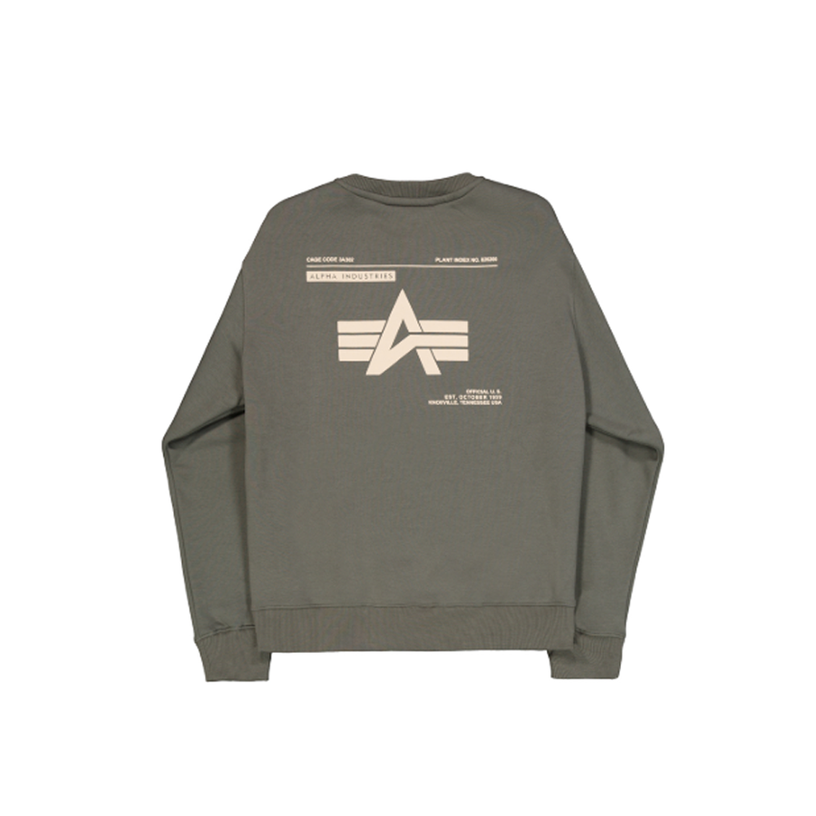 Label Sweashirt Backprint - dark olive