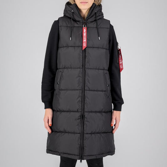 Long Puffer Vest Woman - black
