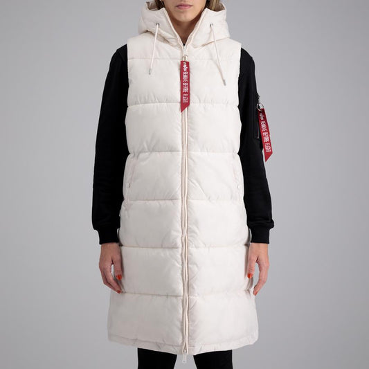 Long Puffer Vest Woman - jet stream white
