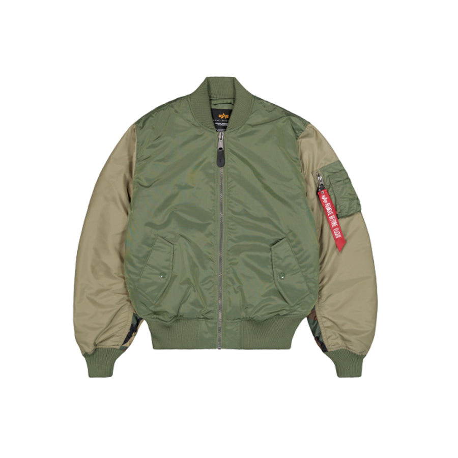 MA-1 Camo Back Embroidery Bomber Jacket - sage green