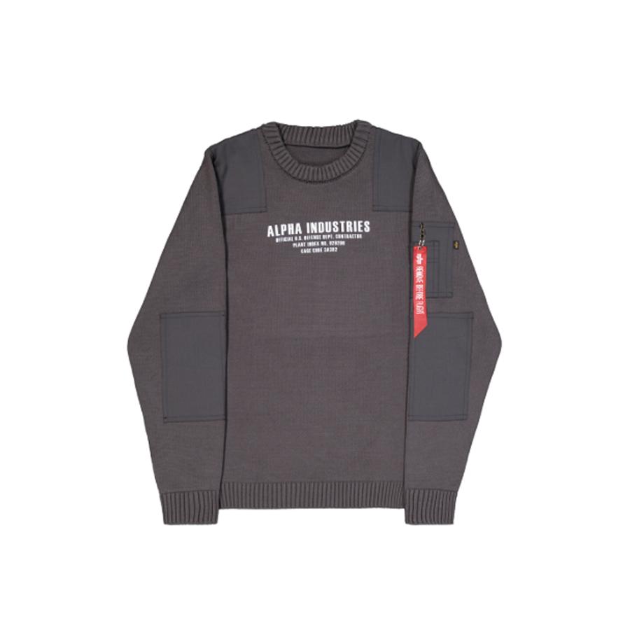 Military Knit Sweatshirt - vintage grey