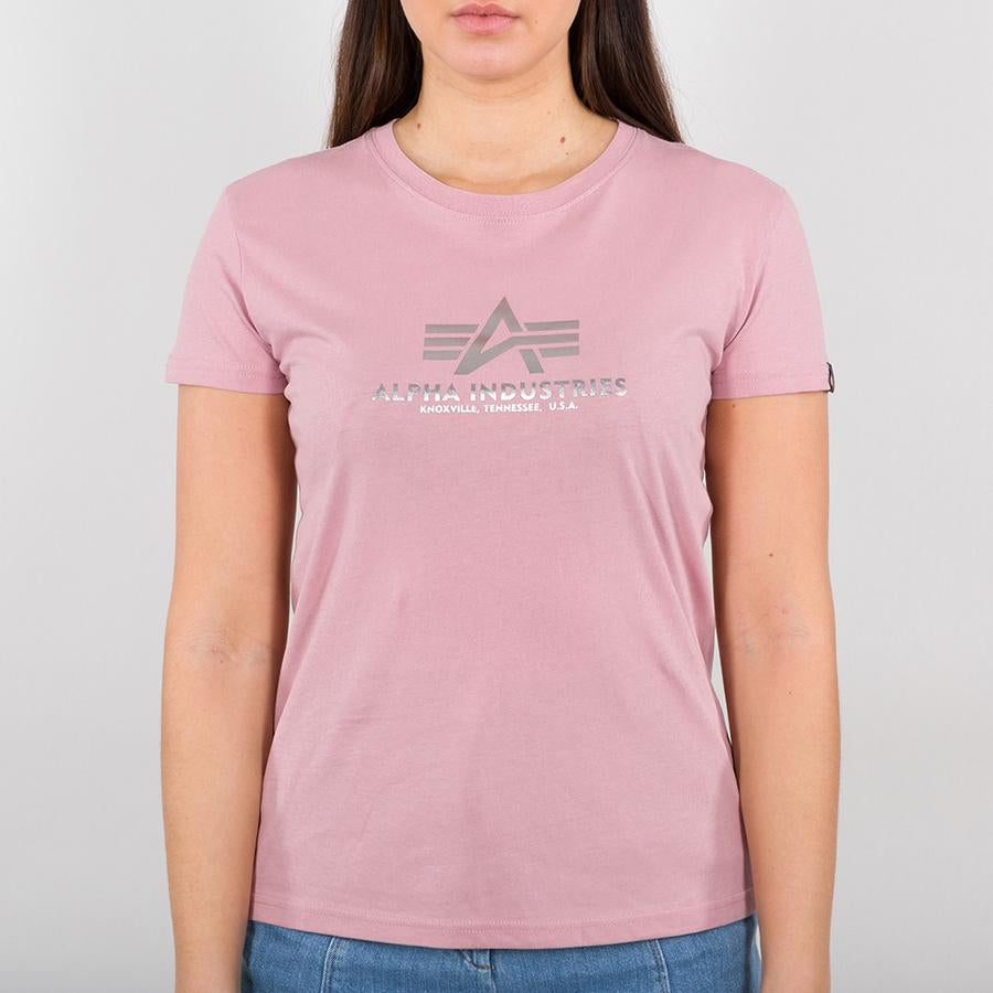 New Basic T Woman Foil Print - silver pink/metalsilver