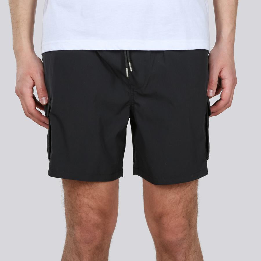 Nylon Cargo Jogger Short - black