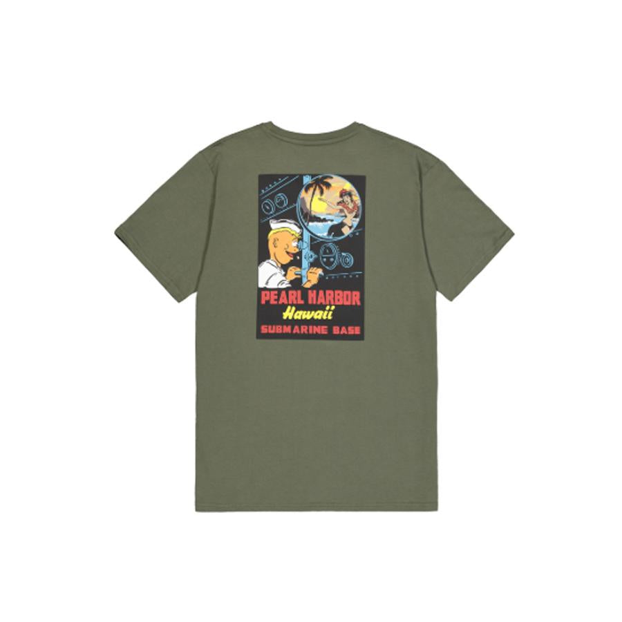 Pearl Harbor Back Print T-Shirt - dark olive