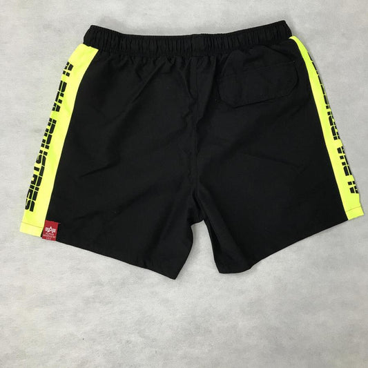 Printed Stripe Swim Short - black