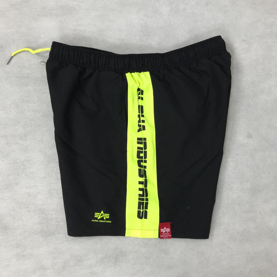 Printed Stripe Swim Short - black