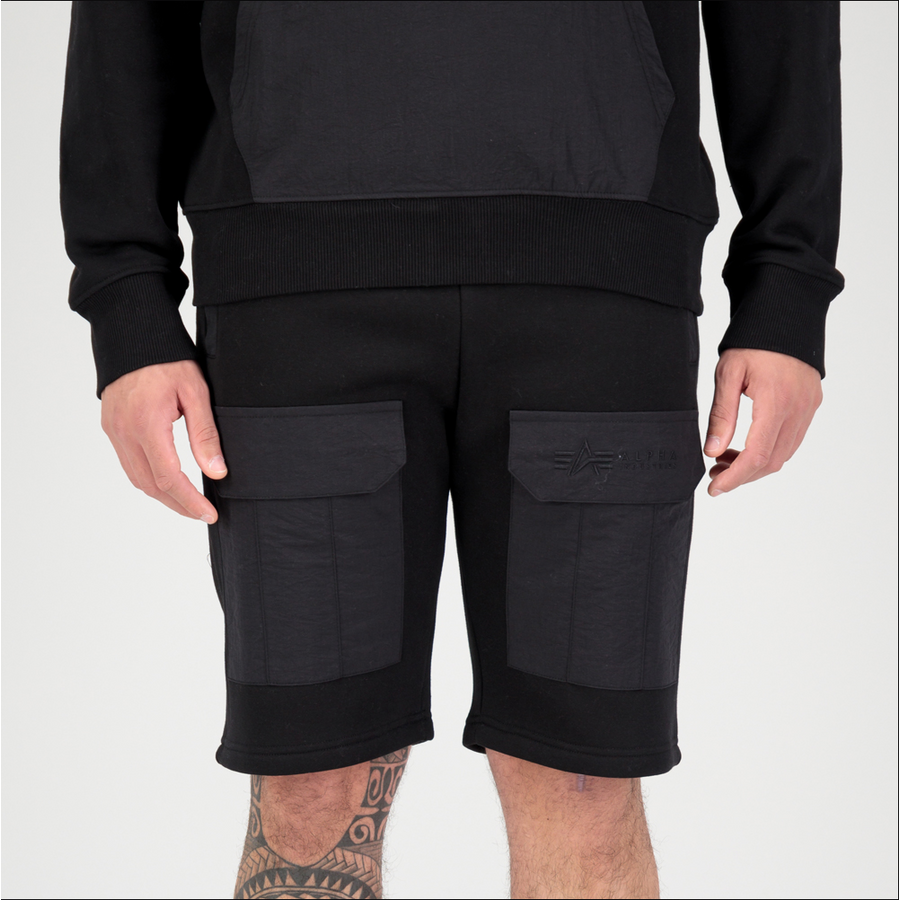 Sweat Nylon Cargo Shorts - black