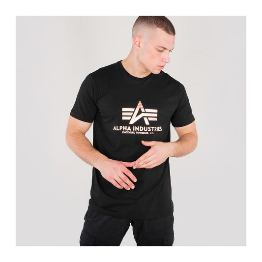 Basic T Foil Print - black/gold