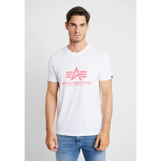 Basic T Neon Print- white/neon pink
