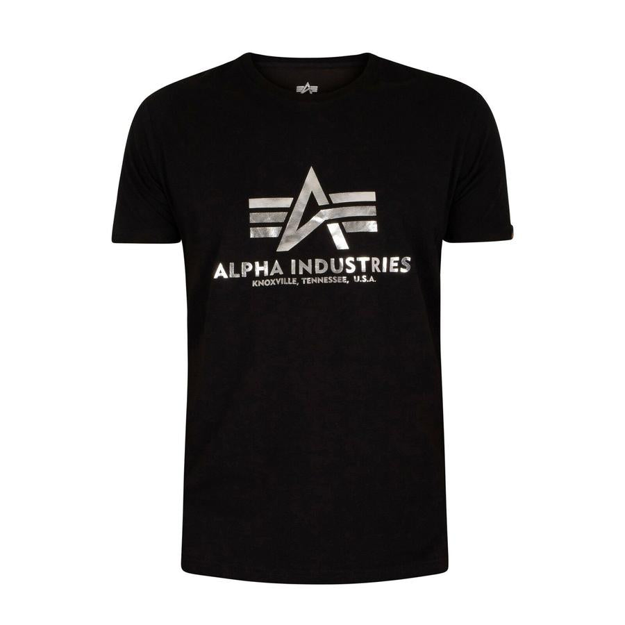 Basic T Foil Print - black/metal silver