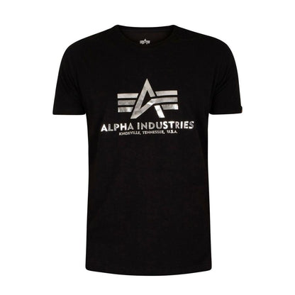 Basic T Foil Print - black/metal silver