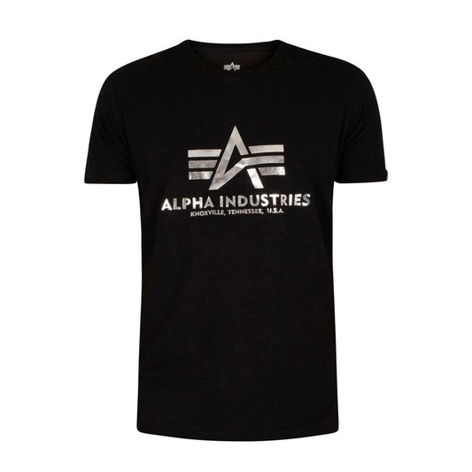 Basic T Foil Print - black/metal silver