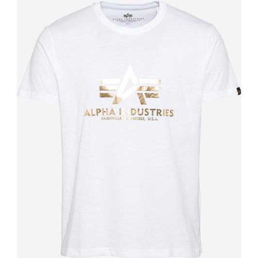 Basic T Foil Print - white/yellow gold