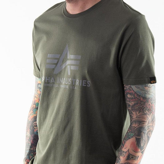 Basic T Reflective Print - dark olive