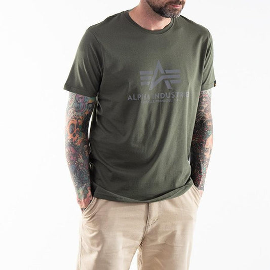 Basic T Reflective Print - dark olive