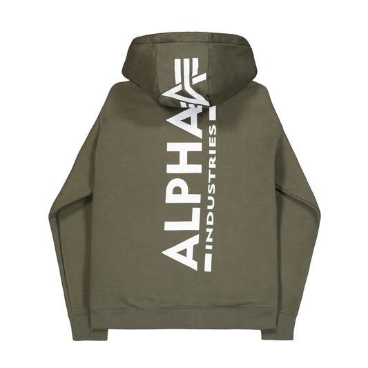 Back Print Zip Hoodie - dark olive