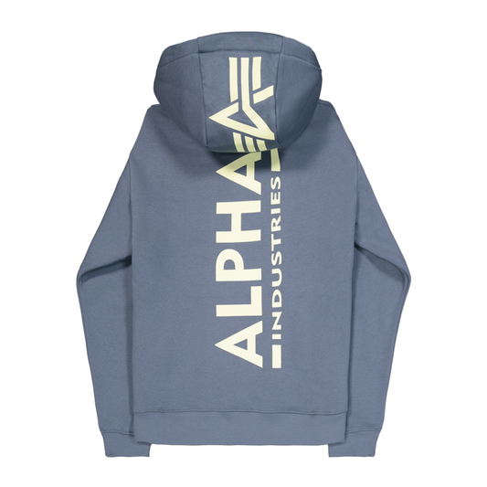 Back Print Zip Hoody - denim blue