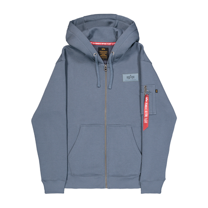 Back Print Zip Hoody - denim blue