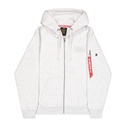 Back Print Zip Hoody - pastel grey melange