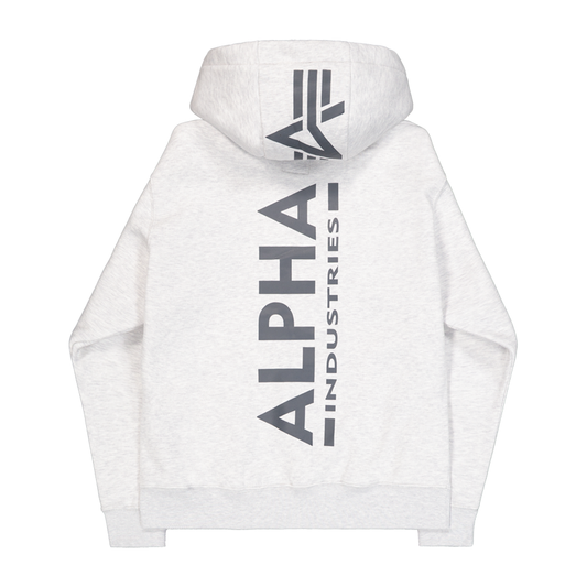 Back Print Zip Hoody - pastel grey melange