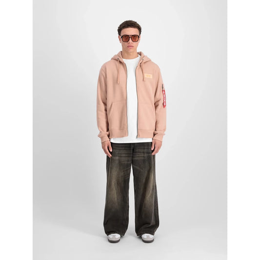 Back Print Zip Hoodie - dusty coral