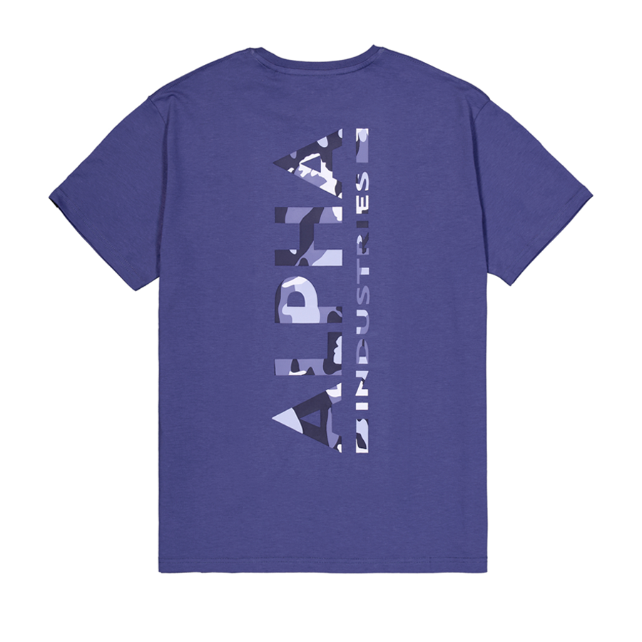 Backprint Camo Print T-Shirt - night purple