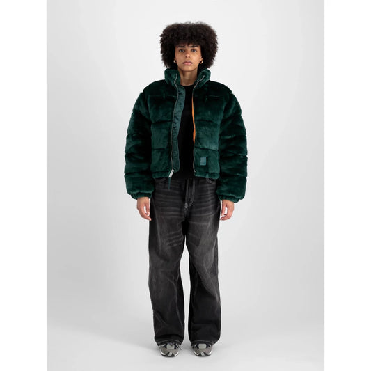 Fur Puffer Wmn - force green