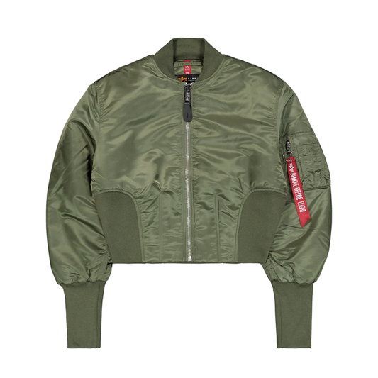 Waisted MA-1 Bomber Jacket Women - sage-green