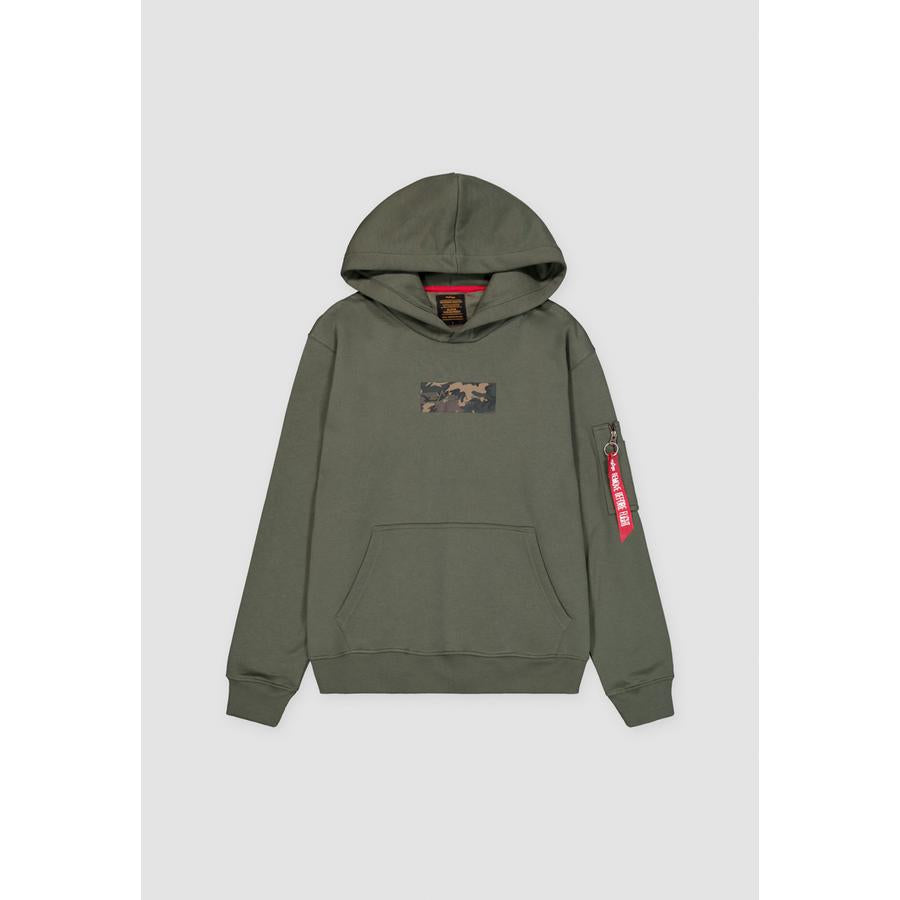 Camo Panel Hoodie - dark olive
