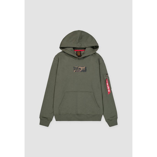 Camo Panel Hoodie - dark olive