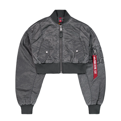 MA-1 Vintage Cropped Light Bomber Jacket Women - vingate grey