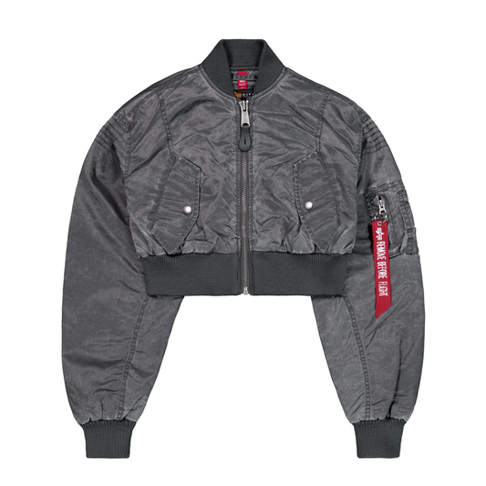 MA-1 Vintage Cropped Light Bomber Jacket Women - vingate grey