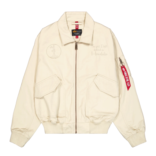 CWU-45 Canvas Honolulu Bomber Jacket - vintage white
