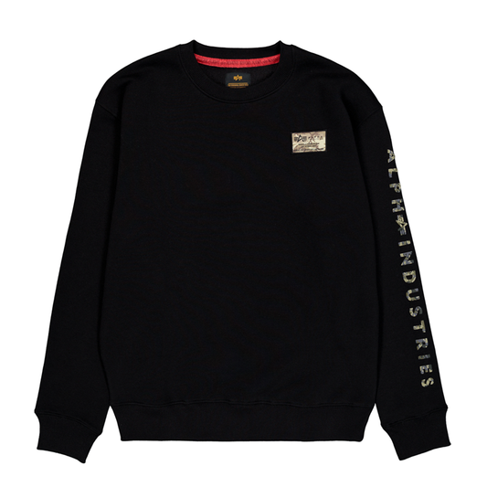 Camo Sleeve Crewneck - black