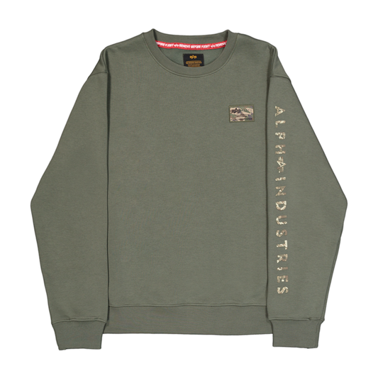 Camo Sleeve Crewneck - dark olive