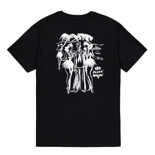 Aloha Back Print T-Shirt - black