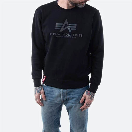 Basic Sweater Rainbow Reflective Print - black