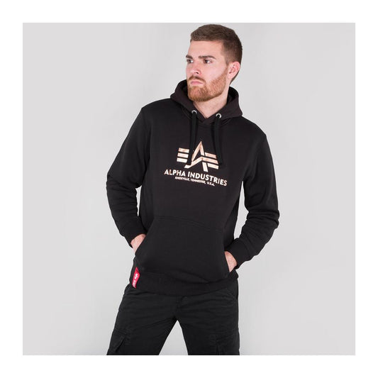 Basic Hoody Foil Print - black/gold