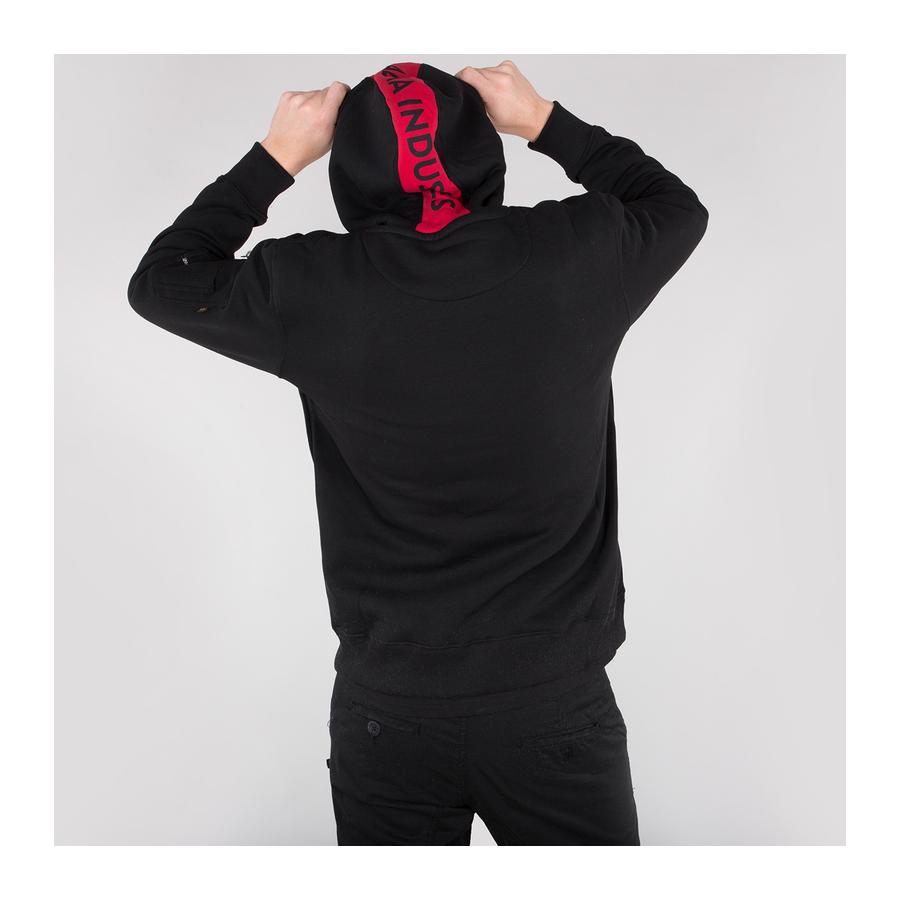 Red Stripe Hoody - black