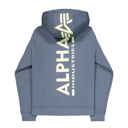 Back Print Hoodie - denim blue