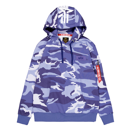 Back Print Camo Hoodie - night purple camo