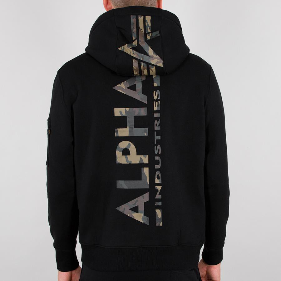 Back Print Hoody Camo Print - black/woodland