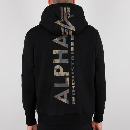 Back Print Hoody Camo Print - black/woodland