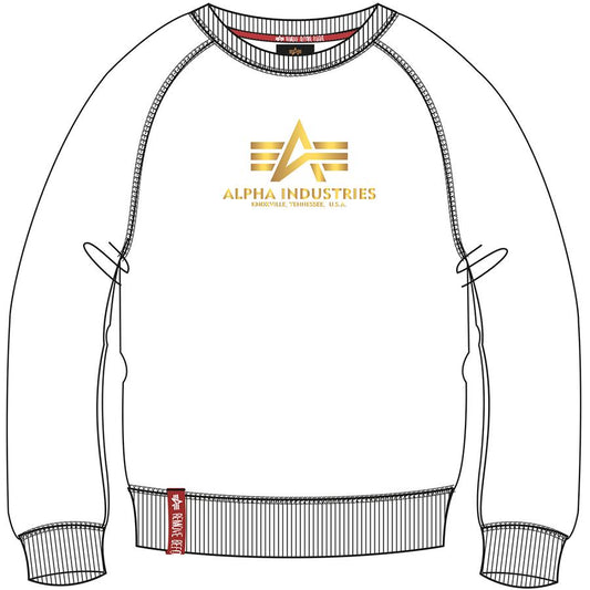 New Basic Sweater Woman Foil Print - white/yellow gold
