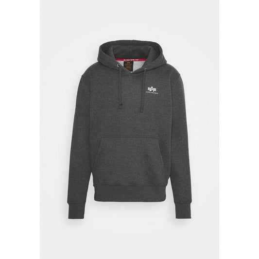 Basic Hoody Small Logo - charcoal heather/white