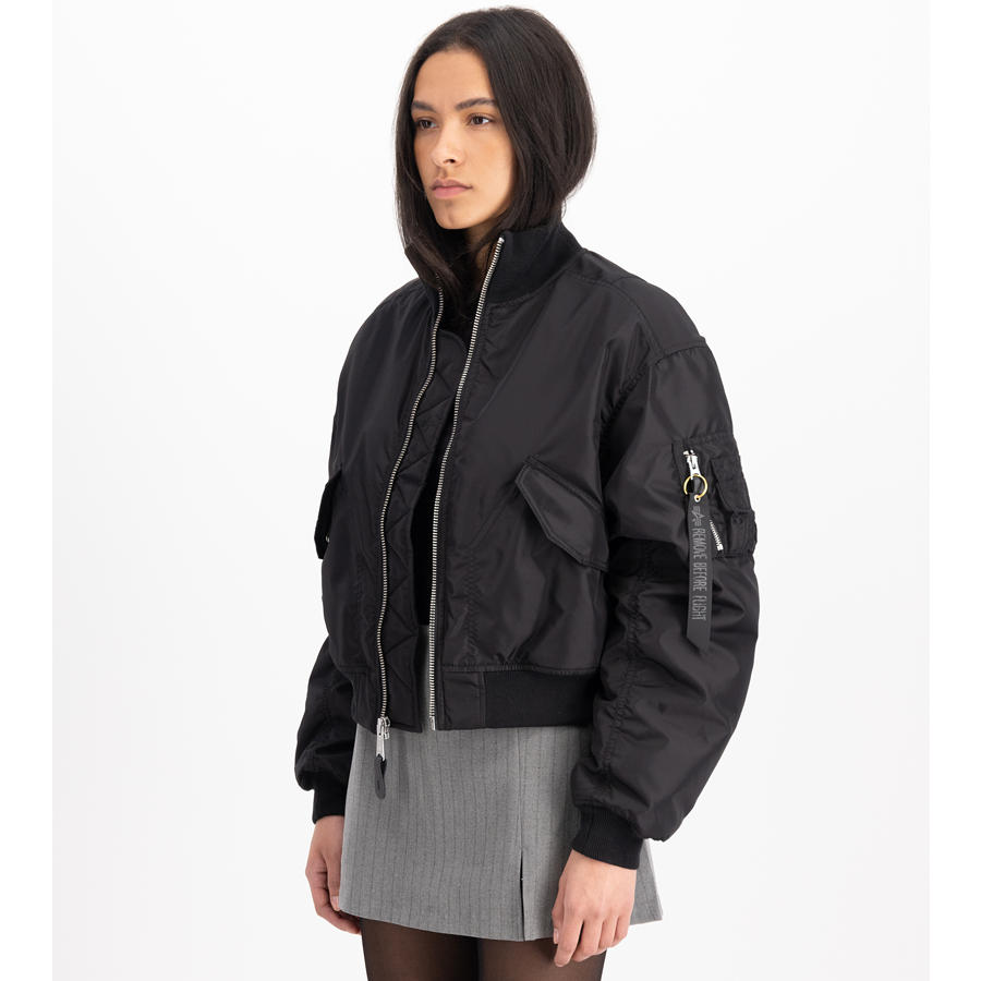 MA-1 Cropped Bomber Jacket Women - black