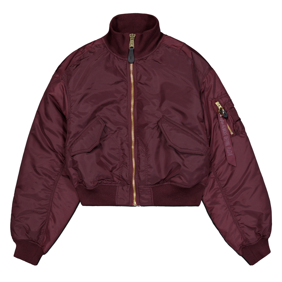 MA-1 Cropped Bomber Jacket Women - dark cherry