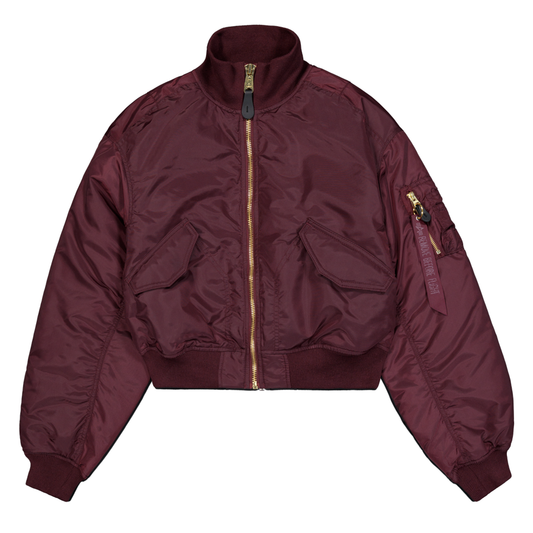 MA-1 Cropped Bomber Jacket Women - dark cherry