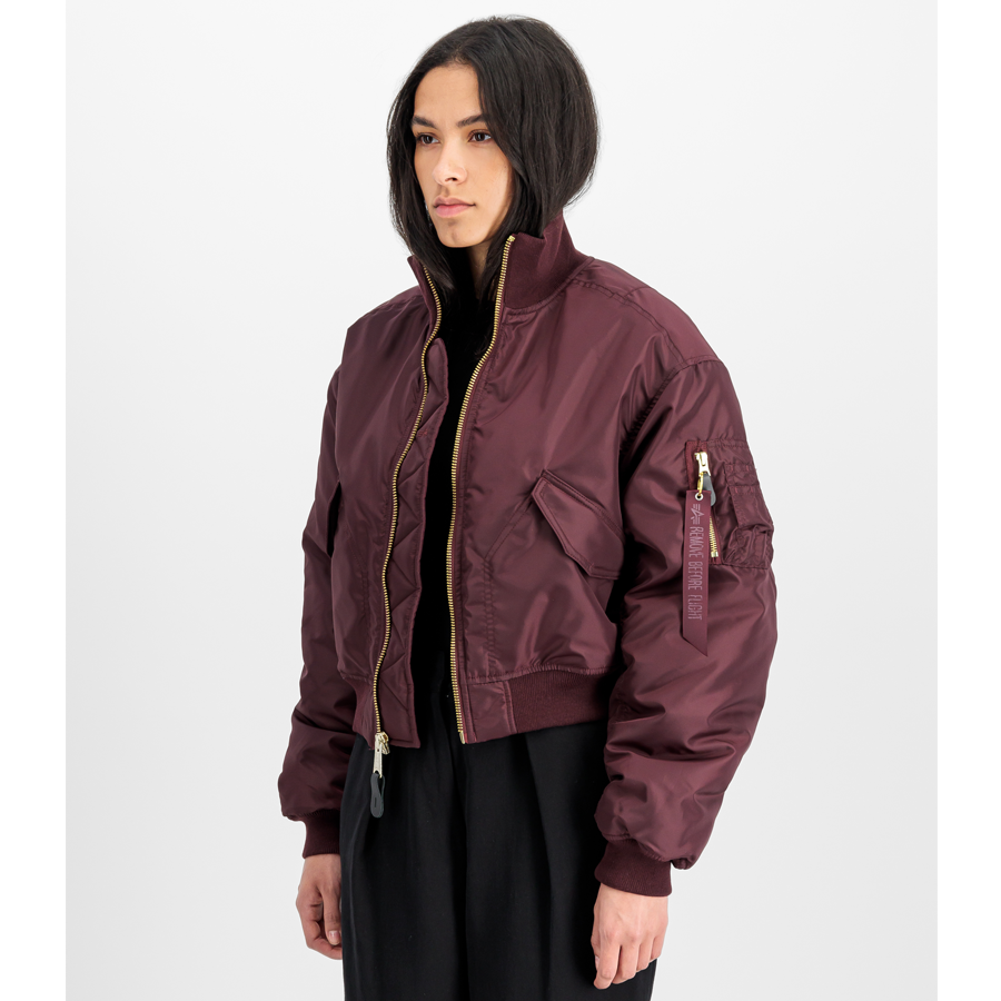 MA-1 Cropped Bomber Jacket Women - dark cherry