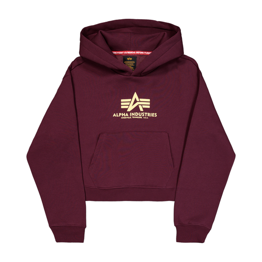 Basic Big Logo Puff Print Hoodie Women - dark cherry